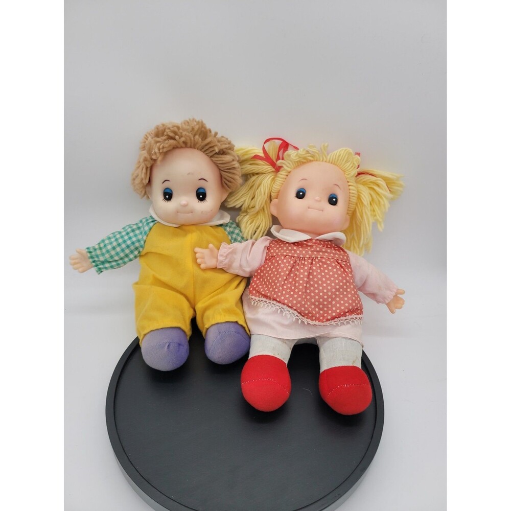 Vintage Komfy Kid Kids Dolls 1980s Two Ice Cream Dolls Boy Girl Yarn Hair